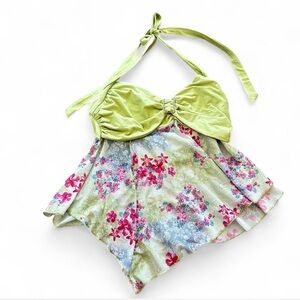 Floral Halter Top with Green Bust